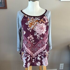 Jolt 3/4 sleeve mixed material top, size large